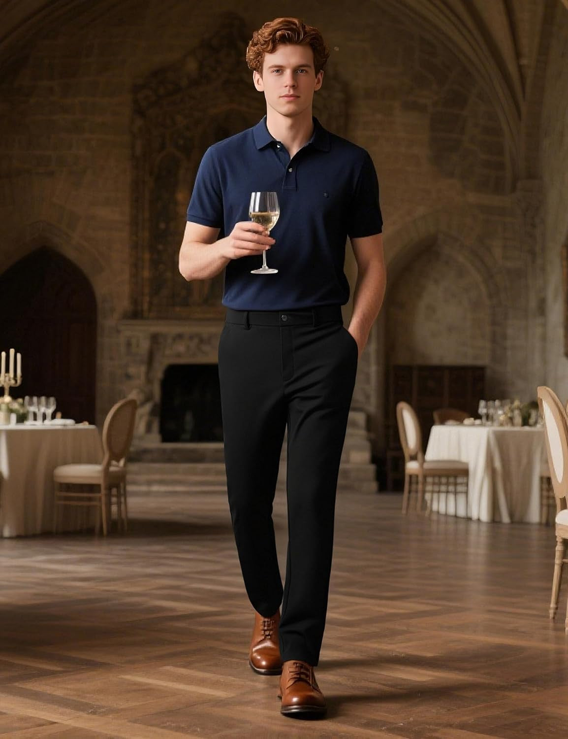 Men'S 4-Way Flex Stretch Slim Fit Dress Pants
