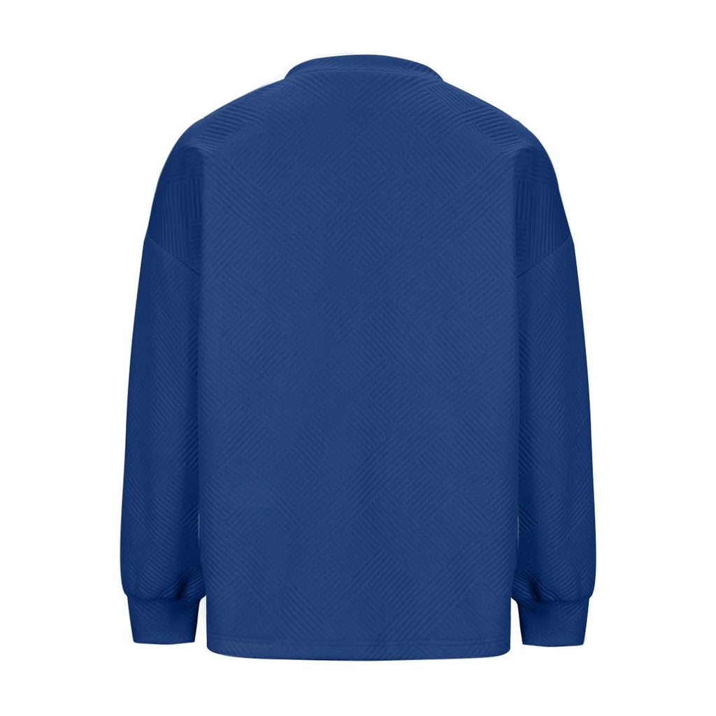 Women'S Casual Textured Sweatshirts 2024 Fall Winter Long Sleeve Blouse Drop Shoulder Crew Neck Pullover Tops with Pocket under $10 Blue,S