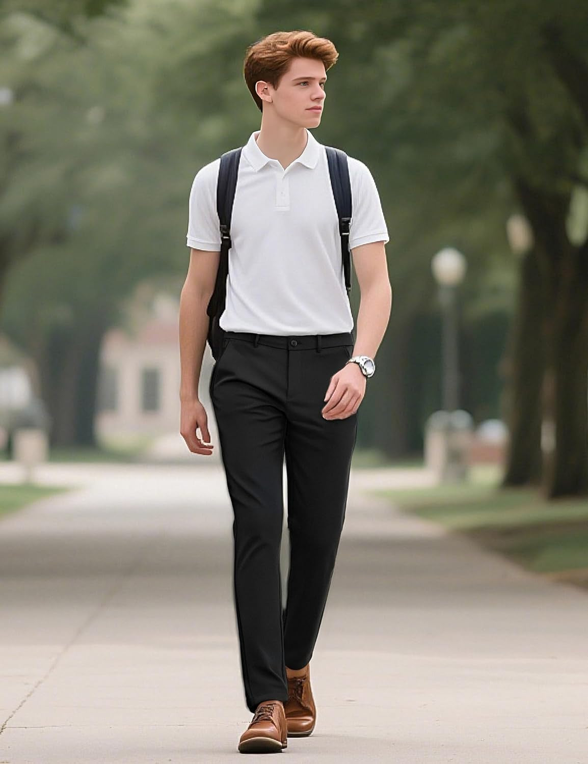 Men'S 4-Way Flex Stretch Slim Fit Dress Pants