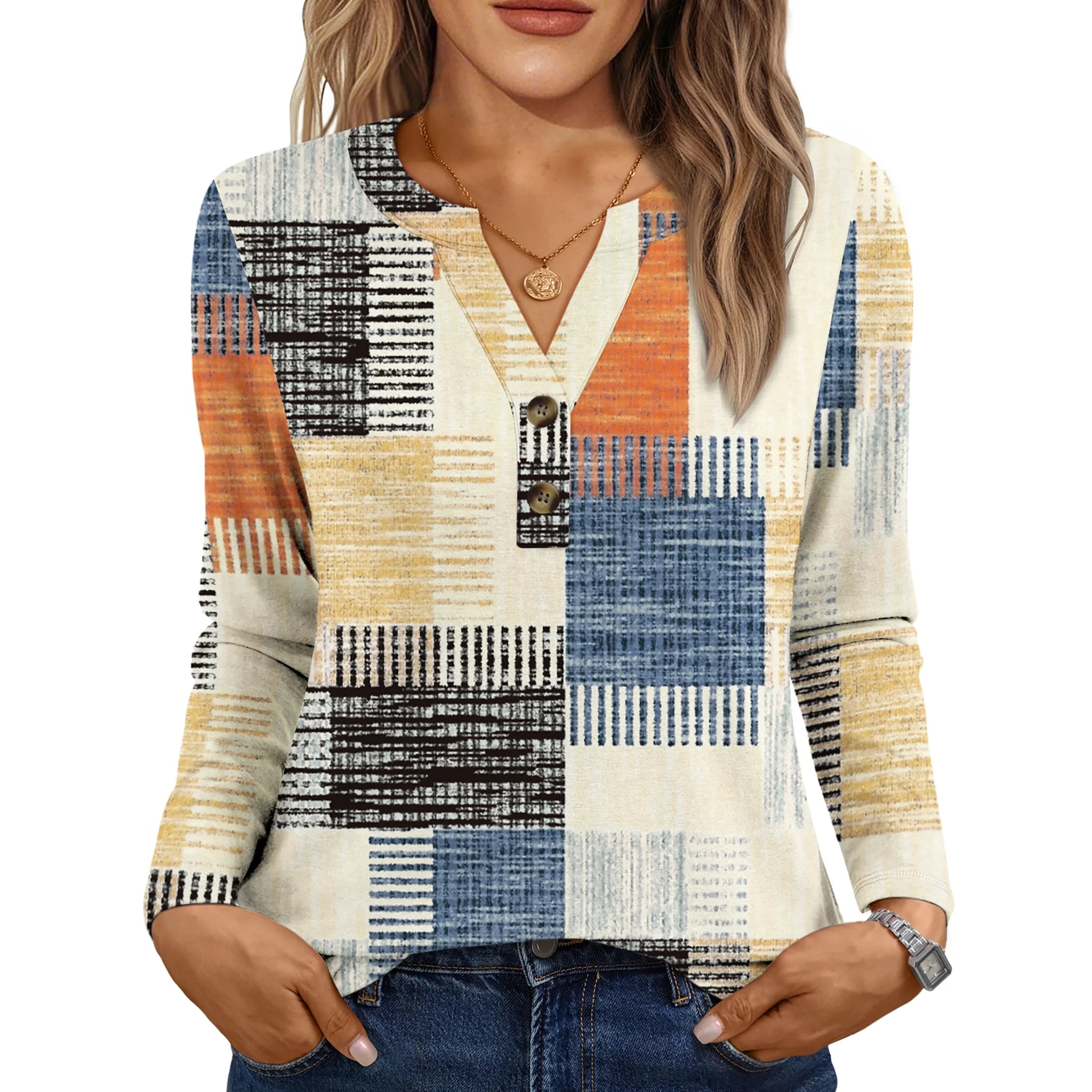 Henley Blouses for Women Long Sleeve Shirts Fall Fashion Dressy Casual Tops Cute Work Outfits Clothes