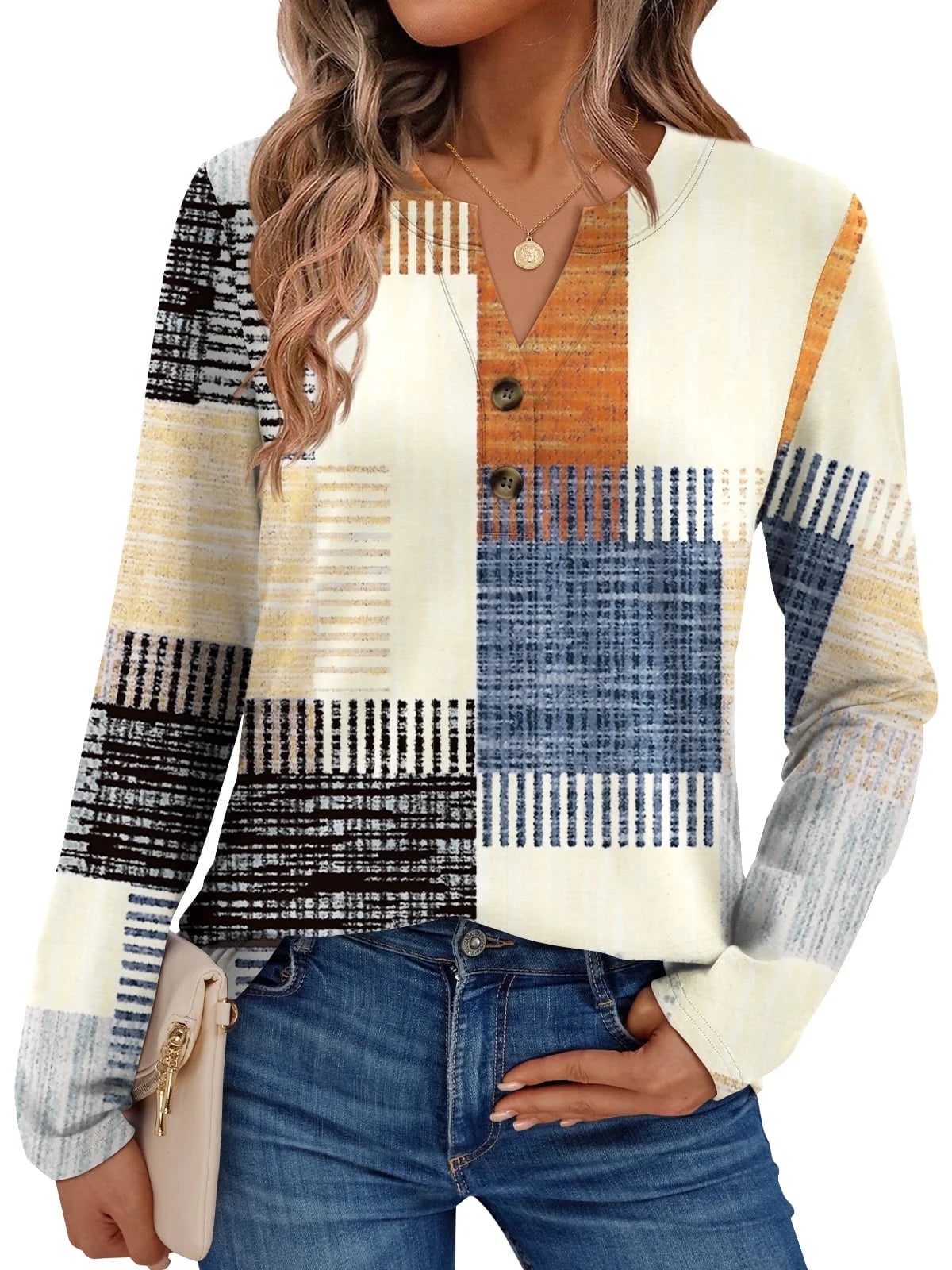 Henley Blouses for Women Long Sleeve Shirts Fall Fashion Dressy Casual Tops Cute Work Outfits Clothes