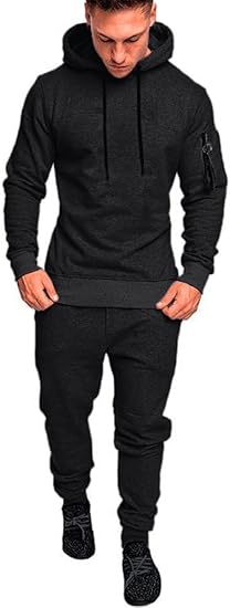 Mens 2 Piece Sweatsuit Set Hoodie Jogging Tracksuit Casual Athletic Outfit