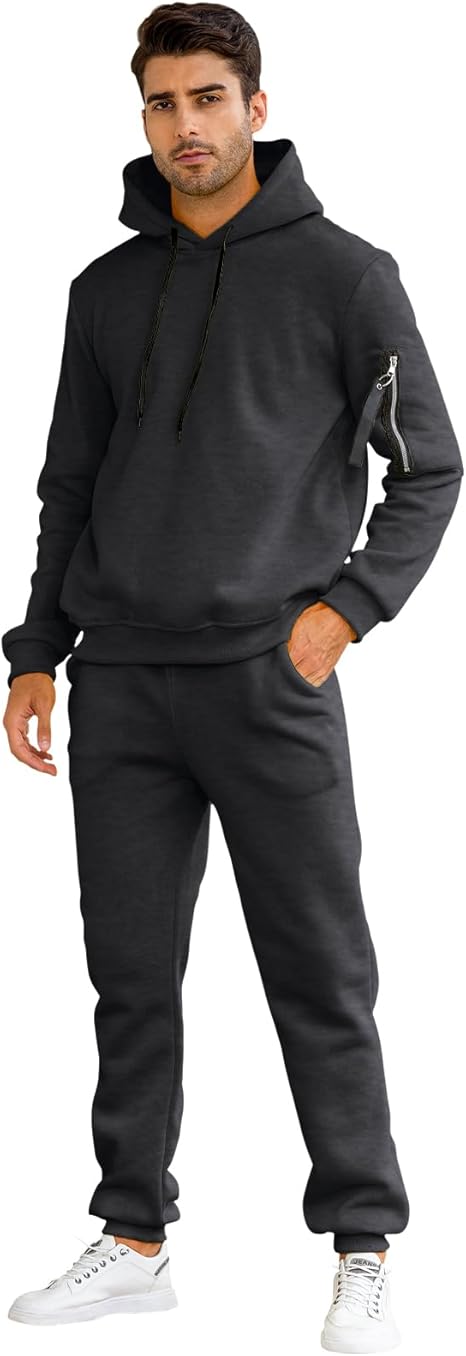 Mens 2 Piece Sweatsuit Set Hoodie Jogging Tracksuit Casual Athletic Outfit