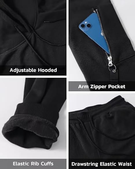 Mens 2 Piece Sweatsuit Set Hoodie Jogging Tracksuit Casual Athletic Outfit