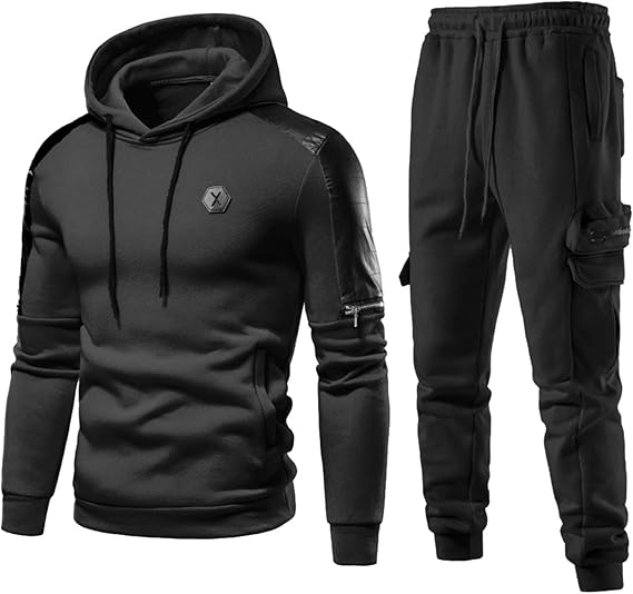 Mens 2 Piece Hoodie Tracksuit Athletic Jogging Sweatsuit Casual Outfit