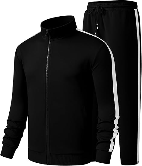 Mens 2 Piece Tracksuit Full Zip Jacket and Joggers Casual Loungewear Set