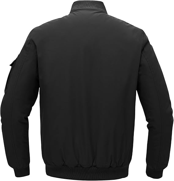 Mens Windproof Bomber Jacket  Water Resistant Quilted Winter Coat