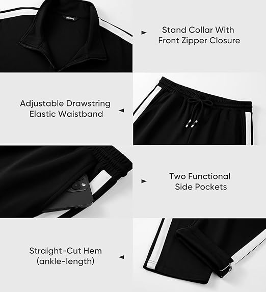 Mens 2 Piece Tracksuit Full Zip Jacket and Joggers Casual Loungewear Set