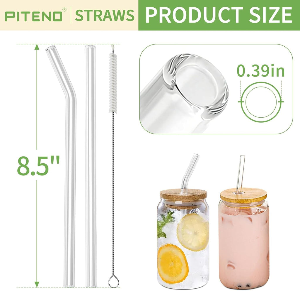 Reusable Glass Drinking Straws Set with Brushes ( 12 Pcs Pack )