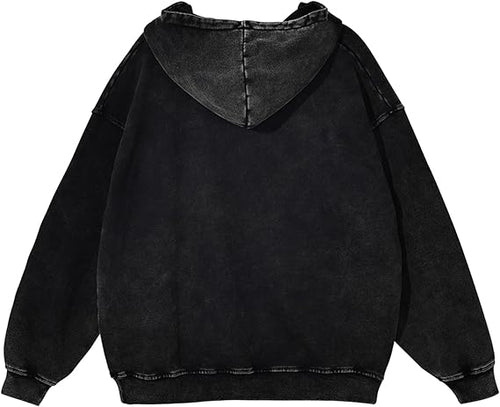 Acid Wash Zip Up Hoodie Oversized Vintage Streetwear