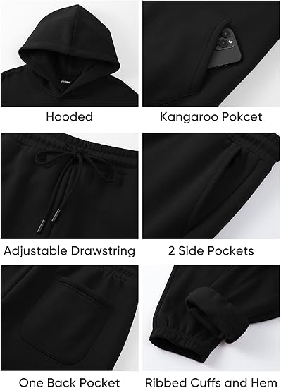 Mens 2-Piece Tracksuit Set  Hoodie & Jogger Sweatpants Outfit