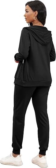 Womens 2 Piece Sweatsuit Set  Zip Hoodie Tracksuit with Pockets