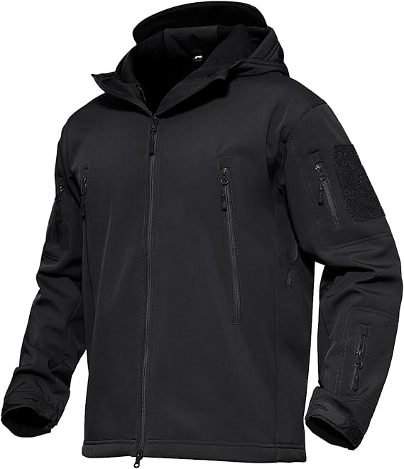 Mens Tactical Softshell Jacket  Waterproof Fleece-Lined Windbreaker