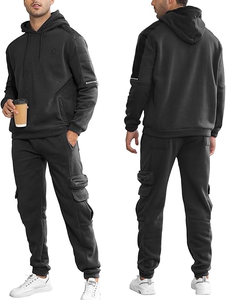 Mens 2 Piece Hoodie Tracksuit Athletic Jogging Sweatsuit Casual Outfit
