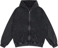 Acid Wash Zip Up Hoodie Oversized Vintage Streetwear