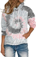 Womens Tie Dye Hoodie  Oversized Drawstring Pullover Sweatshirt
