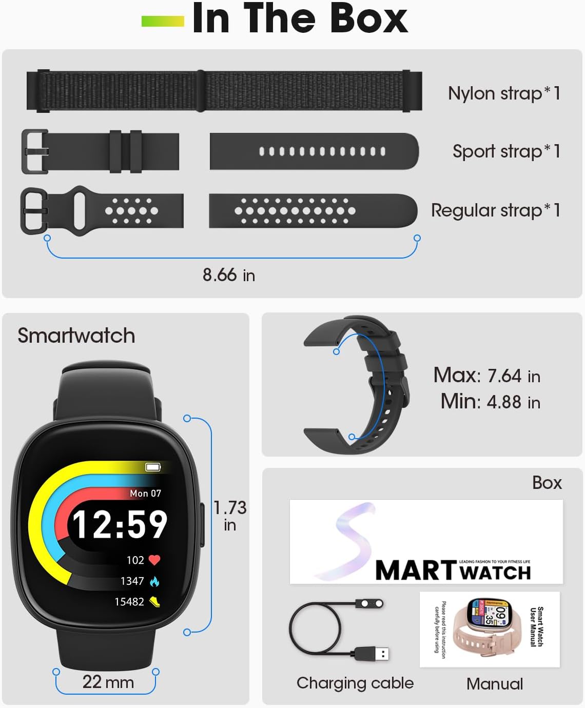 Smart Watch Fitness Tracker with Bluetooth Calling