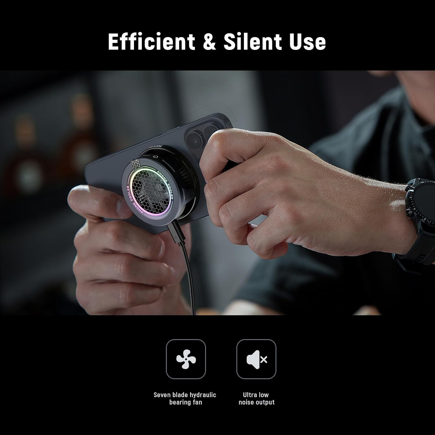 Magnetic Phone Cooler with RGB and Clip