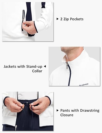 Mens Tracksuit 2 Piece Set Full Zip Jacket and Jogging Pants Casual Athletic Outfit