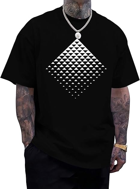 Geometric Graphic T-Shirt  Triangle Gradient Casual Tee