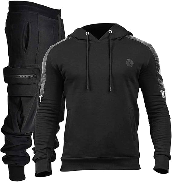 Mens 2 Piece Hoodie Tracksuit Athletic Jogging Sweatsuit Casual Outfit