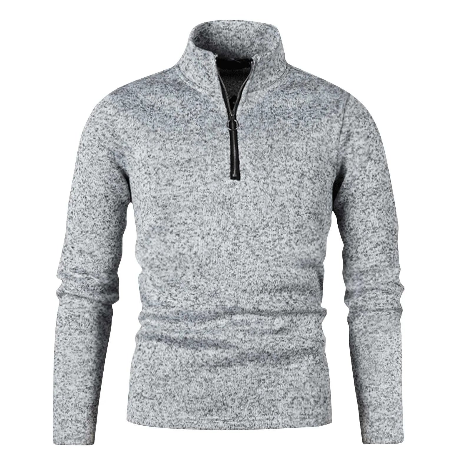 Big and Tall Mens Clothing S-4XL Long Sleeve T-Shirts for Men plus Size Zipper Stand Collar Sweatshirts Casual Solid Pullover Tshirts Shirts
