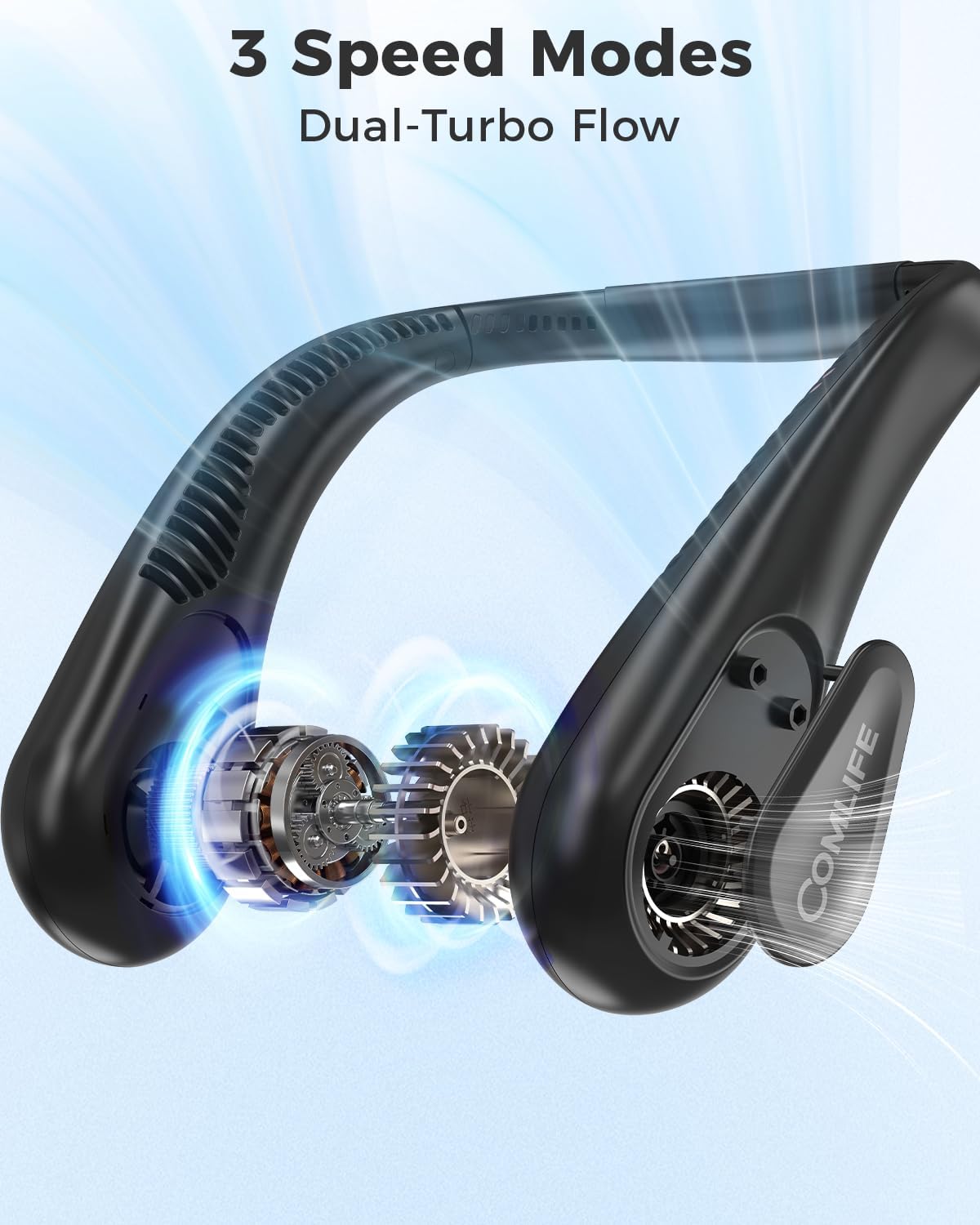 Bladeless Neck Fan with 3 Speeds Rechargeable