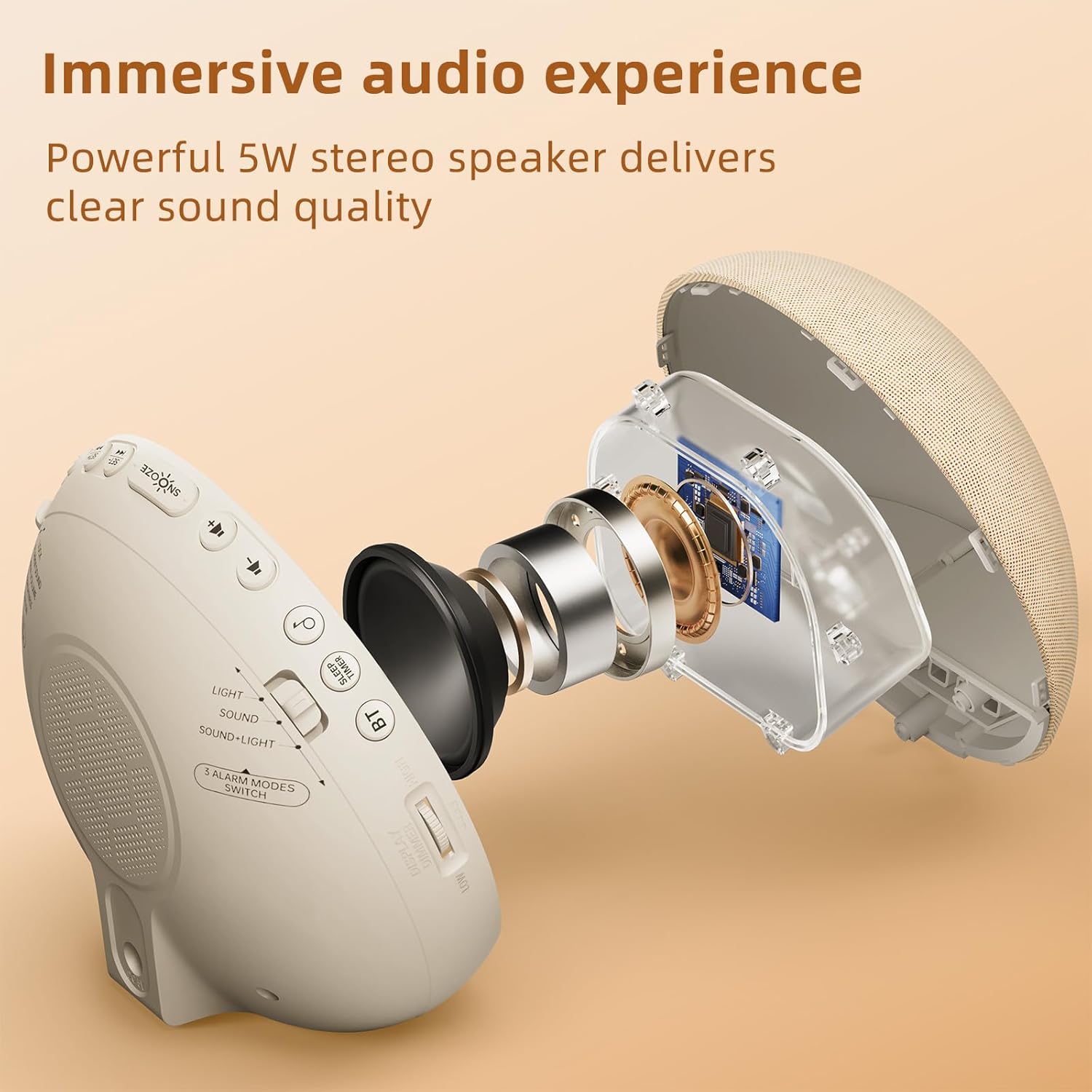 Sunrise Alarm Clock with White Noise & Bluetooth Speaker