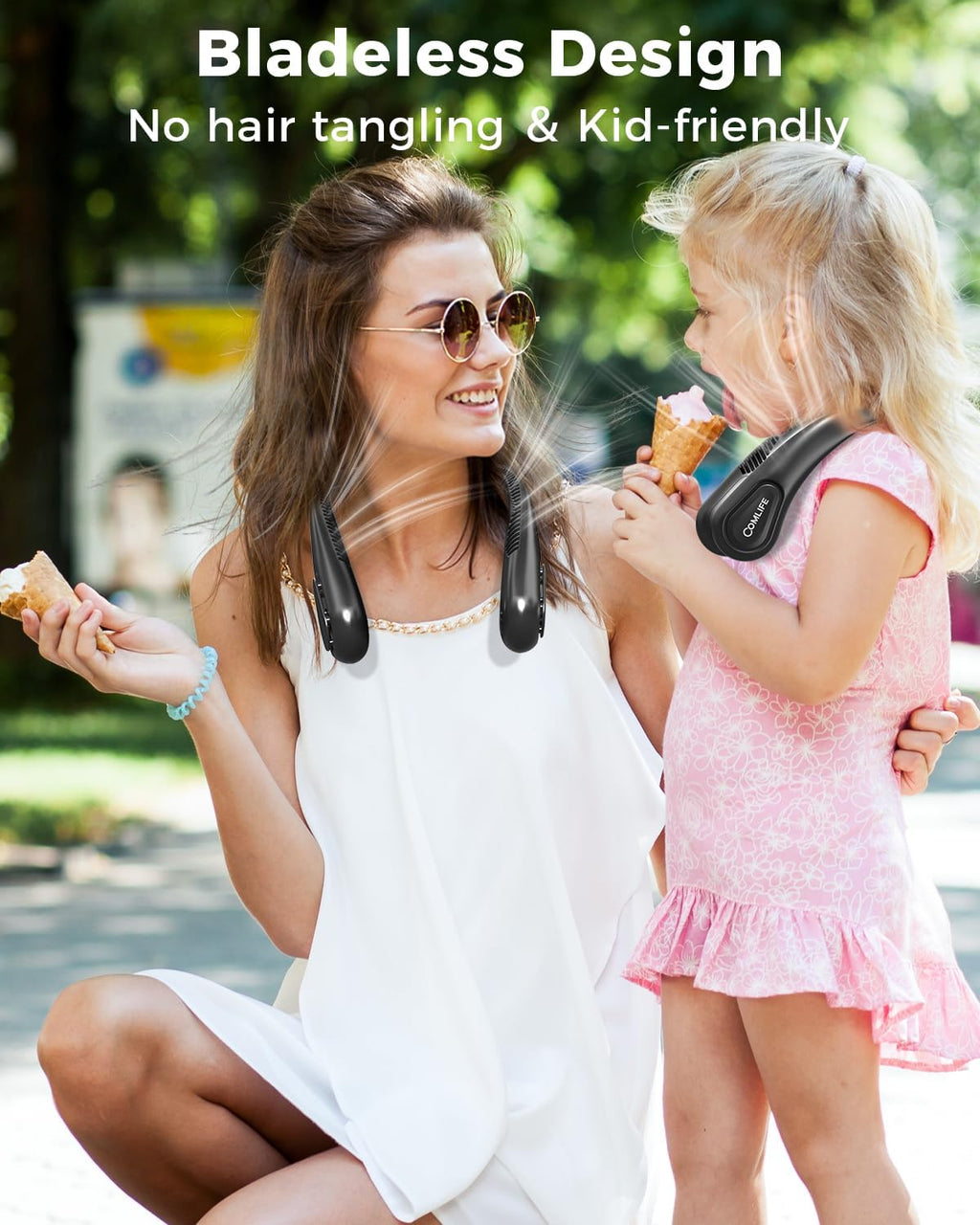 Bladeless Neck Fan with 3 Speeds Rechargeable