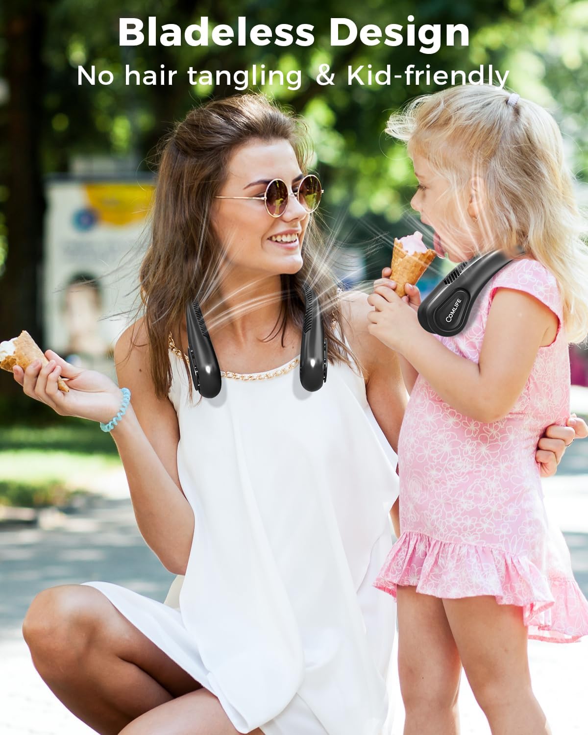 Bladeless Neck Fan with 3 Speeds Rechargeable