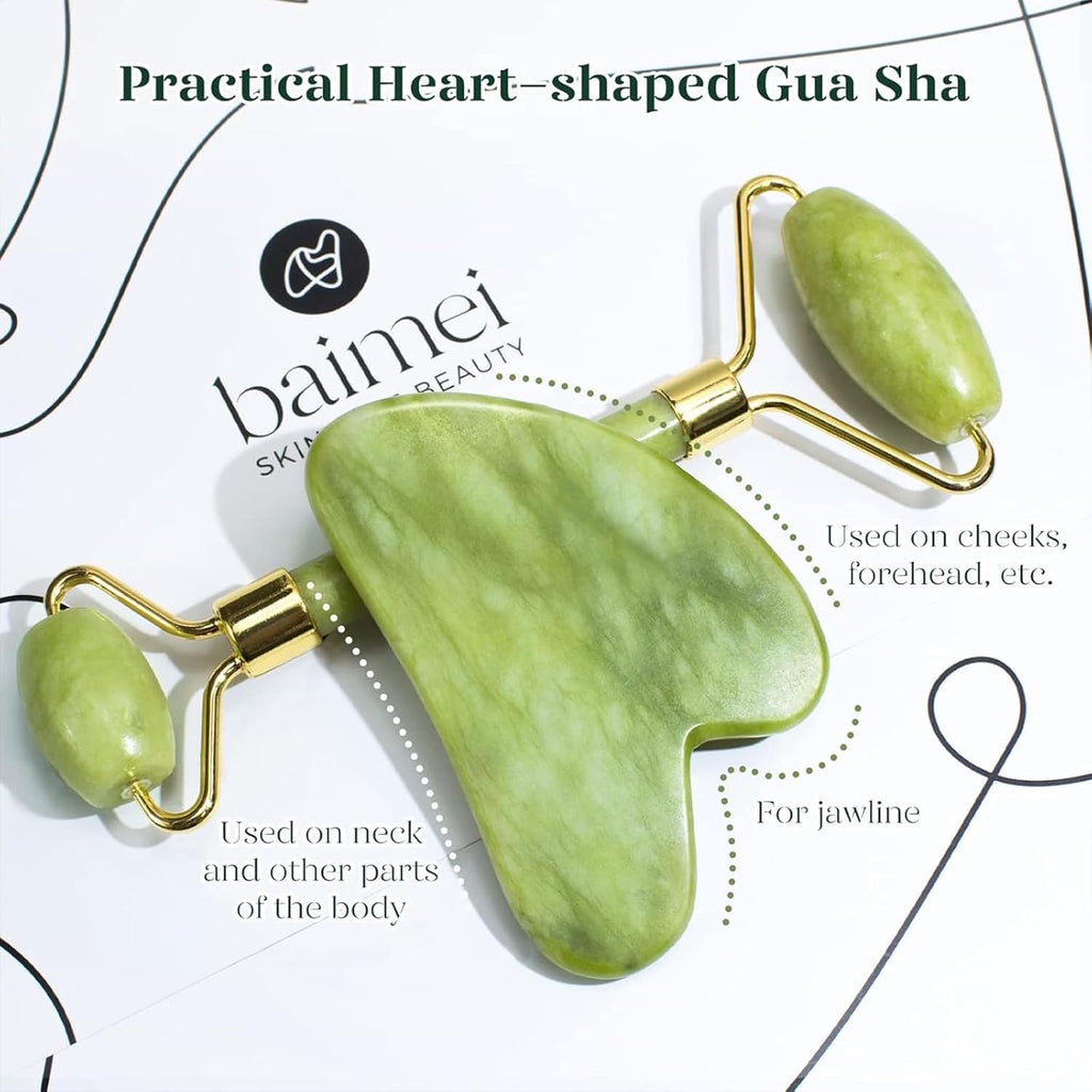 Jade Roller & Gua Sha Facial Tool Set