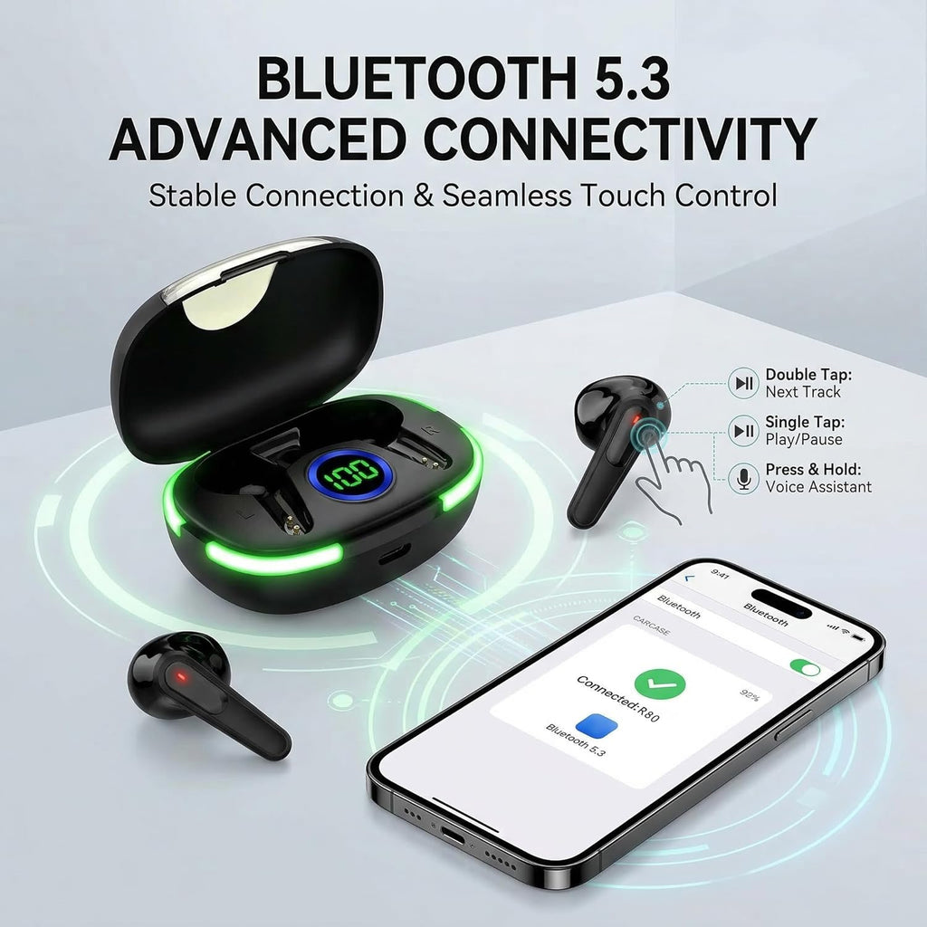 Wireless Earbuds HiFi Stereo with LED Display