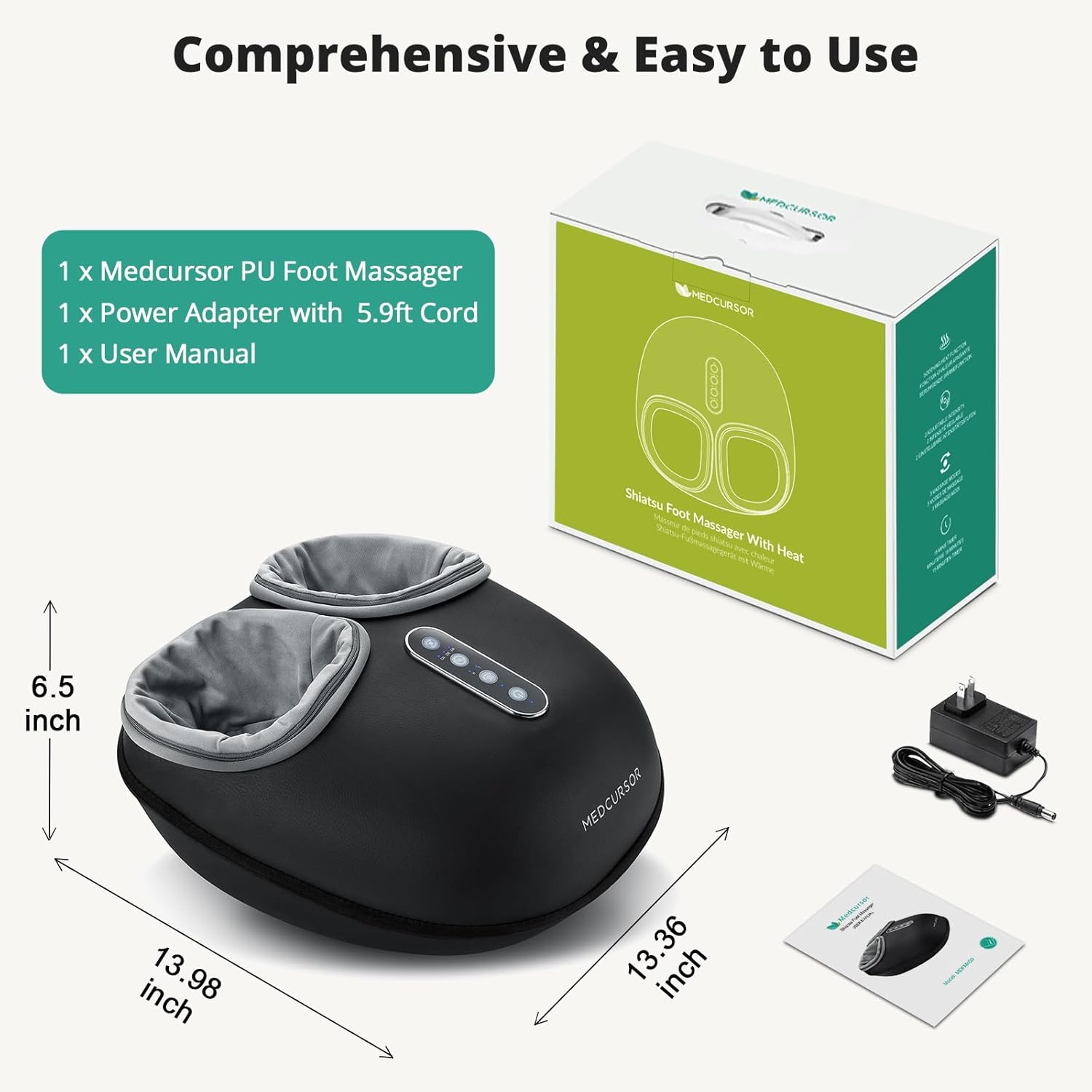 Shiatsu Foot Massager with Heat  Deep Kneading Relief Machine