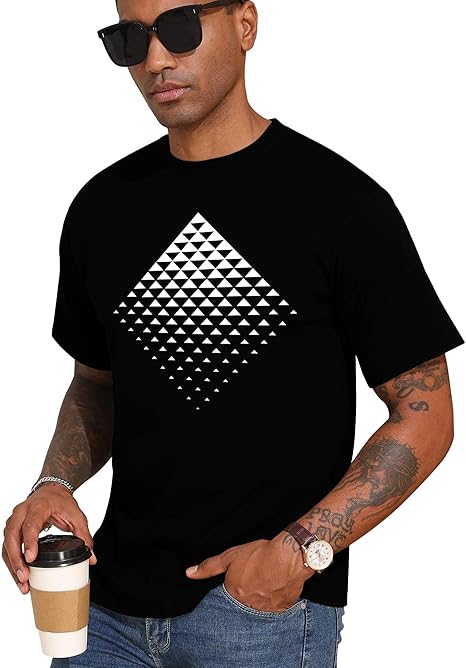 Geometric Graphic T-Shirt  Triangle Gradient Casual Tee
