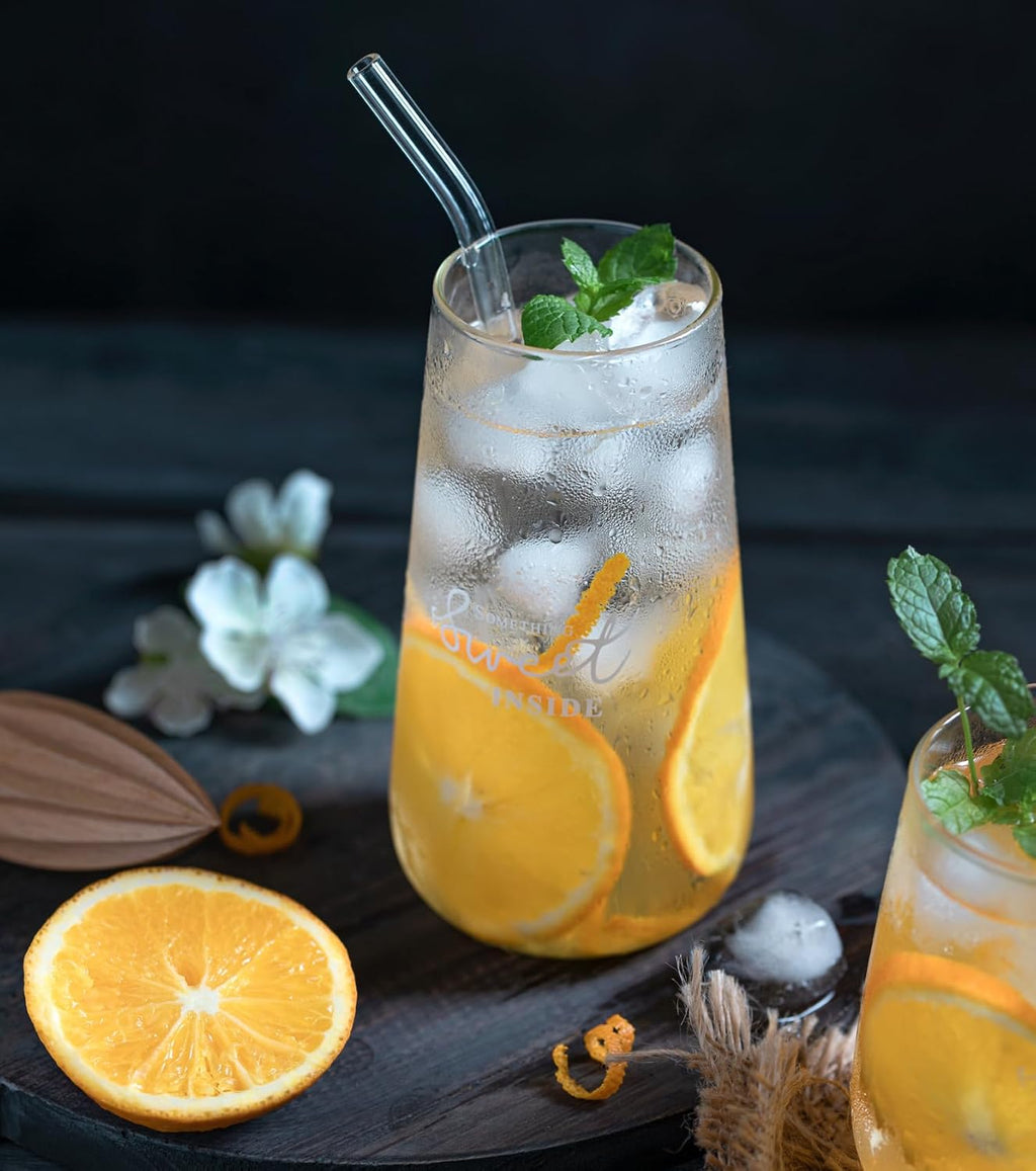 Reusable Glass Drinking Straws Set with Brushes ( 12 Pcs Pack )