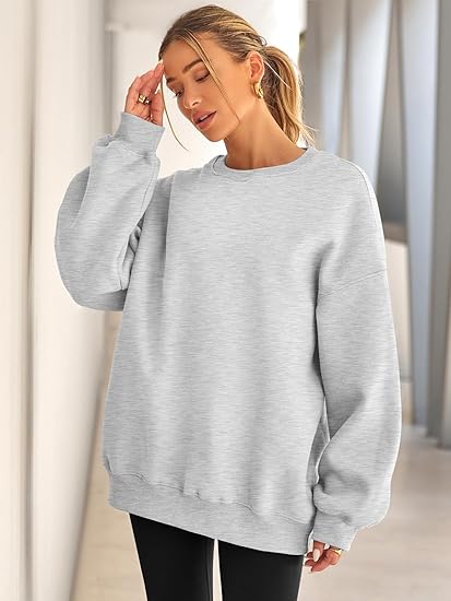 Women's Oversized Fleece Sweatshirt  Crewneck Casual Pullover Top