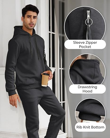Mens 2 Piece Sweatsuit Set Hoodie Jogging Tracksuit Casual Athletic Outfit