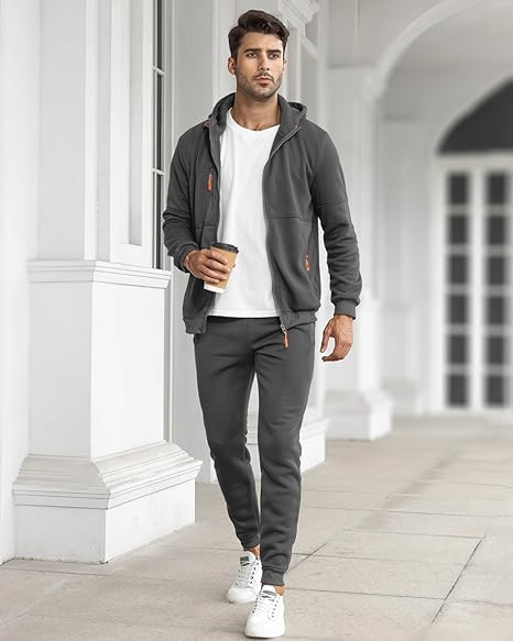 Mens 2 Piece Sweatsuit Hoodie Jogging Tracksuit Casual Athletic Outfit