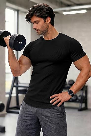 Slim Fit Muscle T-Shirt  Longline Gym Workout Tee