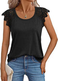 Womens Lace Cap Sleeve Tank Top  Dressy Casual Summer Blouse