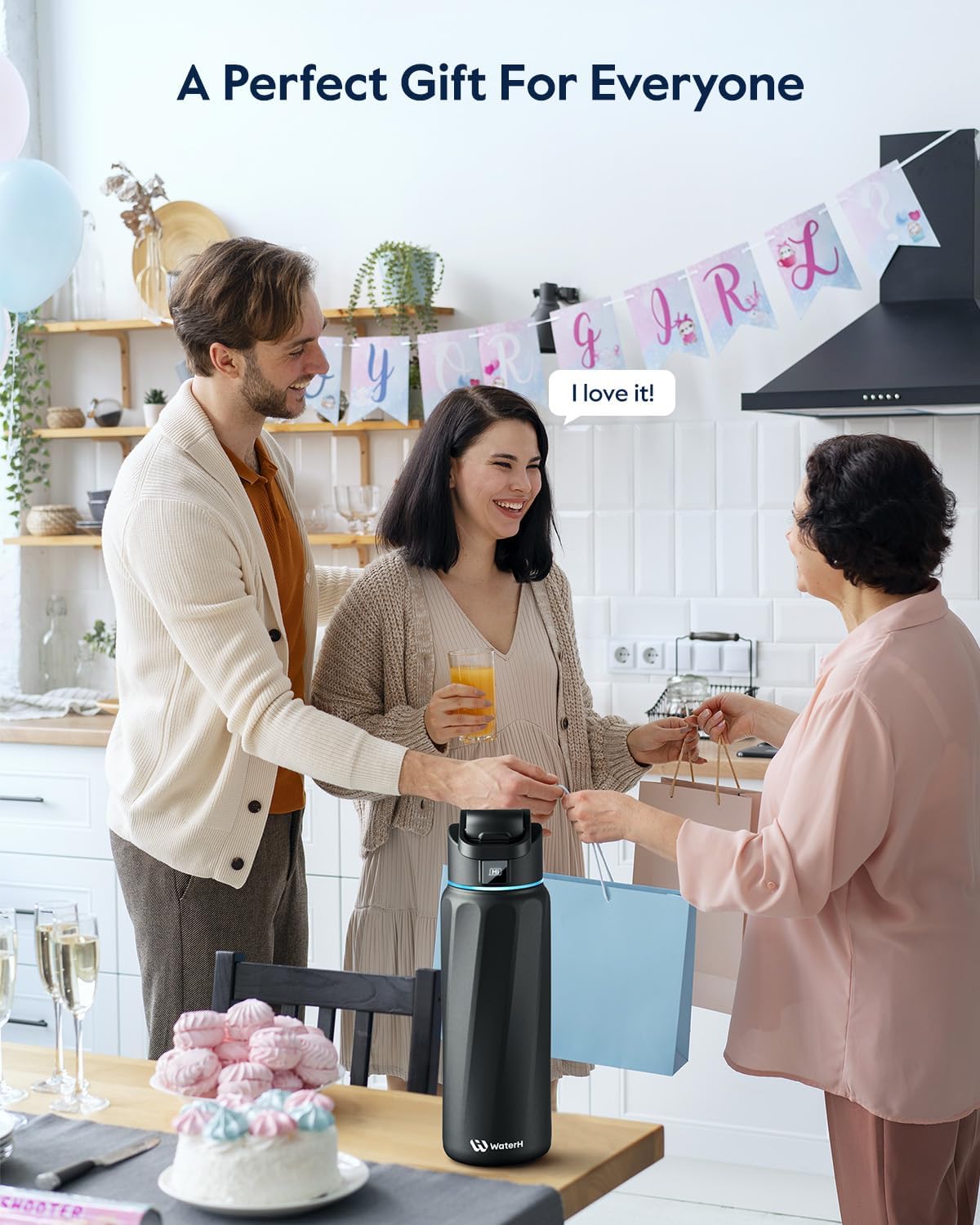 Smart Water Bottle with Reminder  Insulated Hydration Tracker 32oz