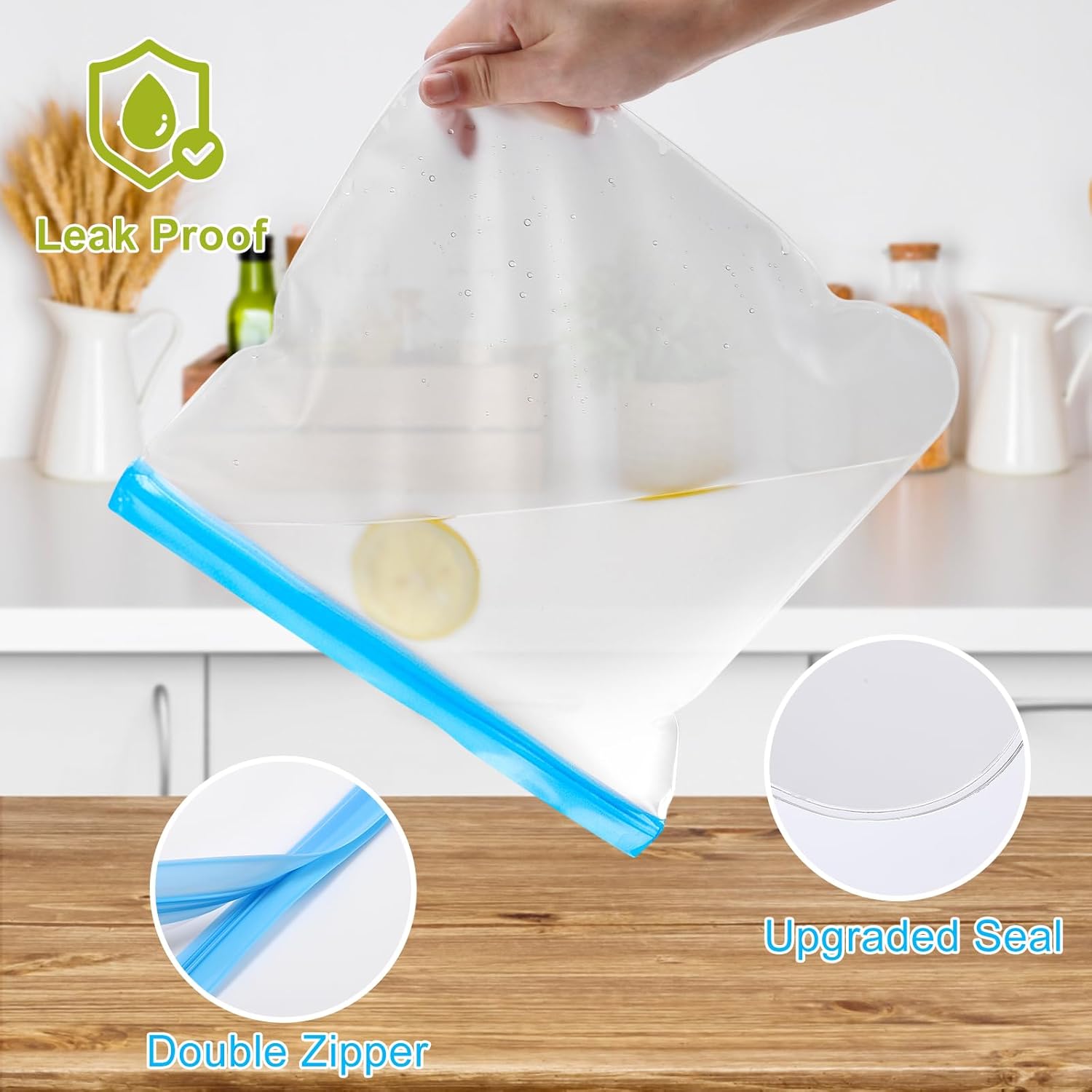 Reusable Food Storage Bags Leakproof Dishwasher Safe Set of 10