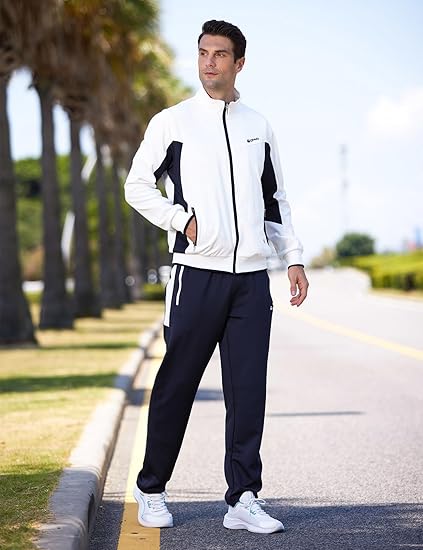 Mens Tracksuit 2 Piece Set Full Zip Jacket and Jogging Pants Casual Athletic Outfit