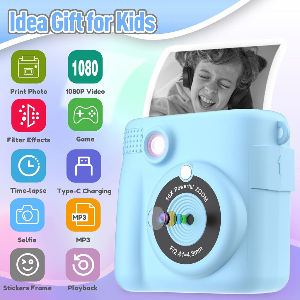 Kids Instant Print Camera Digital Toy With Video