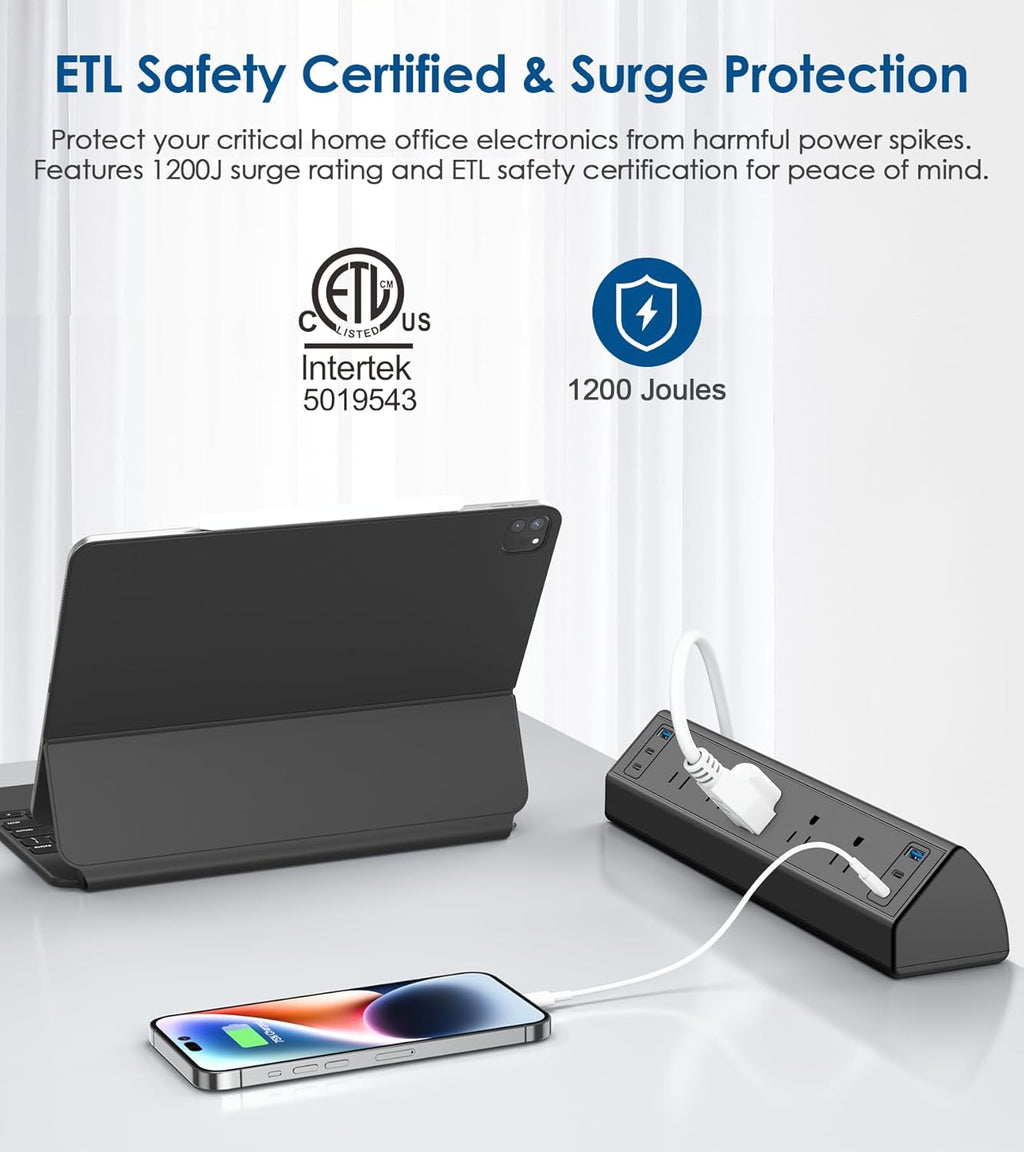 Desk Clamp Power Strip with USB C Ports