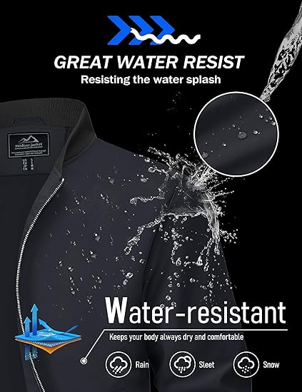 Mens Lightweight Bomber Jacket  Casual Full Zip Windbreaker