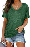 Womens V-Neck Dolman Sleeve Top  Loose Fit Casual T-Shirt