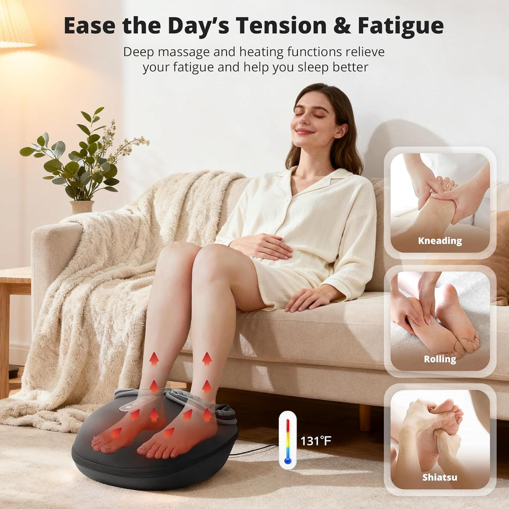Shiatsu Foot Massager with Heat  Deep Kneading Relief Machine