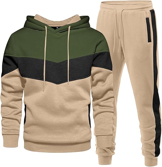 Mens Hoodie Tracksuit 2 Piece Set Athletic Casual Sweatshirt and Joggers Outfit