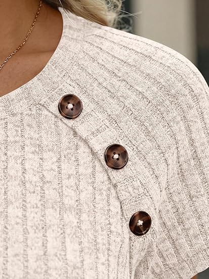 Womens Crew Neck Blouse  Casual Short Sleeve Work Top